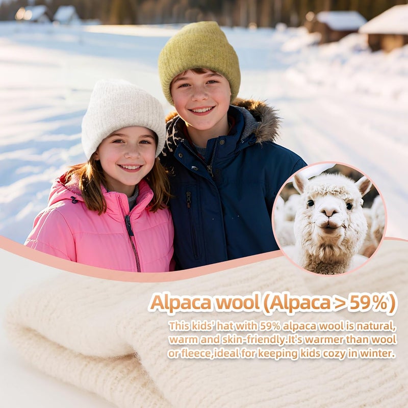 Silk Dream Alpaca Winter Hats for Kids Beanies Boys&Girls Toddler Beanie Hat Alpaca Wool Soft Fuzzy Warm Gift - Image 3